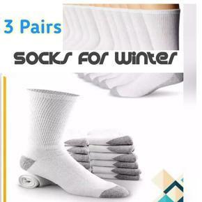 3 pair of Socks - White Sports Socks For Men