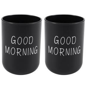 ARELENE 2X Home Bathroom Toothbrush Toothpaste Holder Round Washing Tooth Cup Pp Drinking Glass Tooth Mug Black