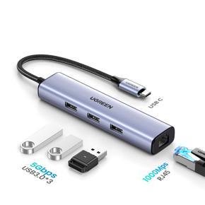 UGREEN USB C Ethernet Adapter Gigabit 1000Mbps 3 Ports USB 3.0 HUB for Laptop, PC, Macbook Pro, Macbook Air, iPad Pro, Samsung S21,Xiaomi Mi Box Network Card