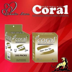 Coral - Ultra Thin  Lubricated Natural Latex Condom - 3x5=15pcs