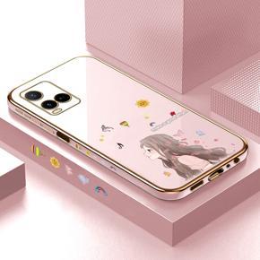 Hontinga for Vivo Y33S Y21 2021 Y21S Y21T Y33T Y21A Back Cover Luxury 6D Plating Sunshine Girl Side Pattern Case Soft Silicone Square Phone Cases