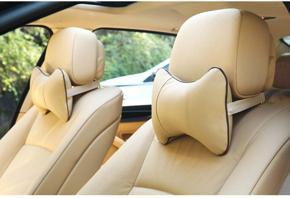 2 pcs Car Seat Pillow Neck Support Travel Pillow Breathable Car Head Neck Rest Cushion Headrest Auto Car Safety Pillow beige