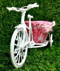 Small Bicycle Plastic Flower Basket Showpiece Gift Set