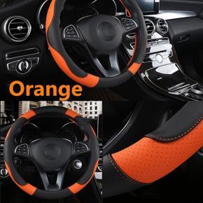 Sport Style Contrast Color Non-slip Sweat Good Breathable PU Leatherette 15 inch Car Steering Wheel Cover Protector