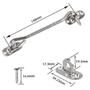 2 Pcs Stainless Steel Cabin Hook and Eye Latch (6 Inch) with Screws - Heavy Duty Door Gate Latch for Shutter Shed Window