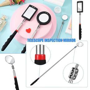 XHHDQES 4 Pcs Telescoping Inspection Mirror LED Lighted Flexible Inspection Mirror Round Mirror Square Mirror Inspection Tool