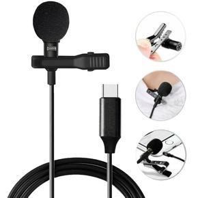 1.5m Lavalier Microfon Wired USB Type-C Microphone Portable Condenser Clip-on Lapel Mic Audio for Phone for Mac Laptop PC