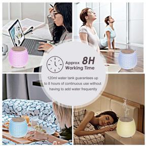 ARELENE Aroma Diffuser,Mini Essential Oil Atomiser Humidifier with Adjustable Mist Mode, Diffuser with 7 Colour Light