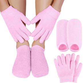 Moisturizing Gel Socks Gloves Set Hands Feet Skin Whitening Care Beauty Spa Treatment Hydrating Cool Soft Cotton Heel Booties Socks for Dry Hard Cracked Skin