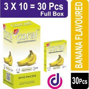 Coral-Banana Flavoured Condom 3 x 10 =30 pcs ( Full Box )