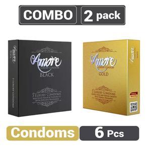 Amore Luxury Gold and Black Condom  (3’s X 2) 6 pieces (2's Combo Pack)
