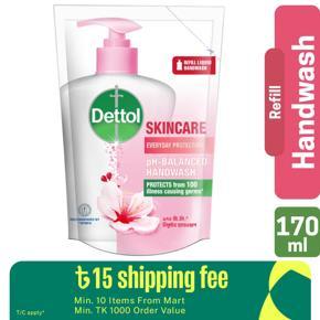 Dettol Handwash Skincare 170ml Refill, pH-Balanced Liquid Soap with Moisturizers
