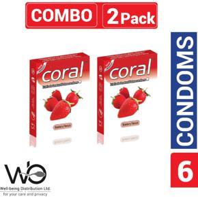 Coral - Strawberry Extra Performance Condom - Combo Pack - 2 Packs - 3x2=6pcs