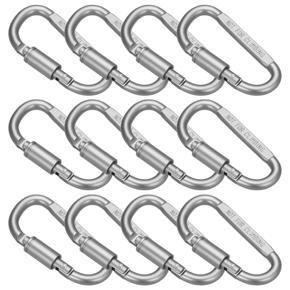 12 Pcs Camping Carabiner D Shape Keychain Aluminum Alloy Clip with Lock