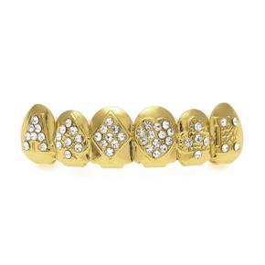 Gold Silver Hip Hop Teeth Grillz Top & Bottom Grill Teeth Grills Fashion # Gold Upper Teeth - Upper teeth (gold)