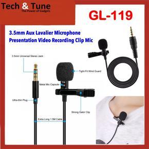 Lavalier GL-119 Mini Microphone Wired Omni Directional Mic 3.5mm Aux Jack Mic Conference Portable Microphone For Mobile Phone Camera