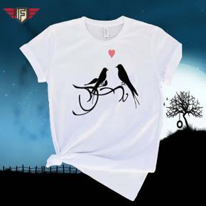 Couple Love Bird White Half Sleeve T-Shirt for Men