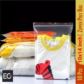 10x14 zipper Lock poly bag (10 pcs) packet for packing materiel clothes storing food