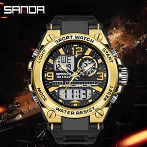 [SANDA] Men's Fashion Sports Waterproof Watch Leisure Luxury LED Outdoor Analog Military Multi-function Men's Watch
