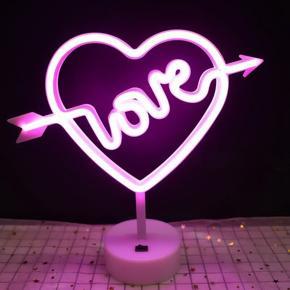 Leno Girls Bedroom Rainbow Heart Shape Neon Led Night Warm Night Light For Room Decor 3D Acrylic Desk Table Lamp Gifts