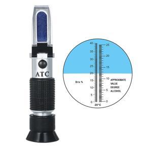Wi-ne Sugar Concentration Refractometer Handheld alc-ohol Meter Portable Gra-pe Brix ATC Refractometer Densimeter Optical Beverages Sugar Concentration Tester