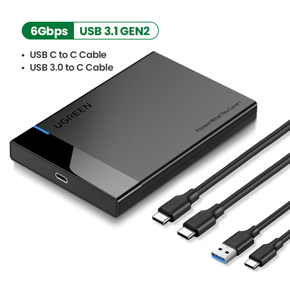 UGREEN 2.5inch Hard Drive Enclosure USB C 3.1 Gen 2 to SATA III 6Gbps for SSD HDD 9.5 7mm External Hard Drive Disk Case with UASP for WD Seagate Toshiba Samsung Hitachi PS4 Xbox Router