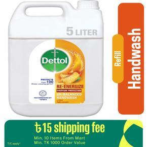Dettol Handwash Re-Energize 5L Mega Refill Super Saver Pack, pH-Balanced Liquid Soap formula