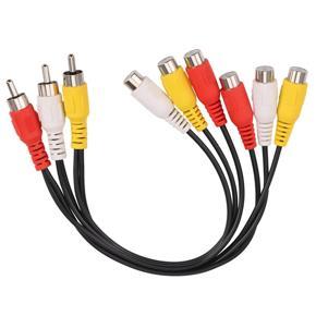 XHHDQES 2X 3 RCA Male to 6 RCA Female Plug Splitter Audio TV DVD Video Adapter AV Cable