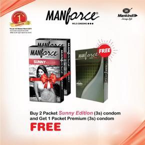 Manforce Condoms Sunny Edition Buy 2 Pack 3pcs Get 1 Packet Premium 3pcs Condom Free