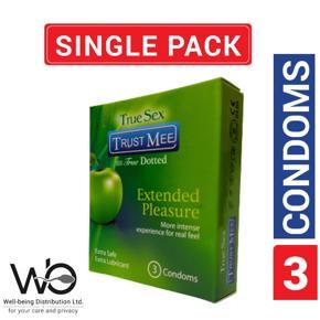 Trust Mee - True Dotted Apple Flavor Condoms for Extended Pleasure - Single Pack - 3x1=3pcs Condom