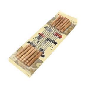 12 Pieces Barbecue Grill Sticks Set - Brown Color