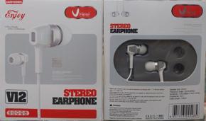 vHere V12 Universal Stereo-In-Ear Headphone Black & White