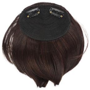 XHHDQES 2X Straight Bangs Smooth Extensions Fringe Wig (Dark Brown)