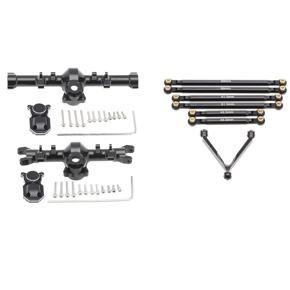 BRADOO- for 1/24Axial SCX24 90081 AXI00002 Metal Front & Rear Axle Diff Cover & Metal Link Rod Tie Rod Suspension Links Set