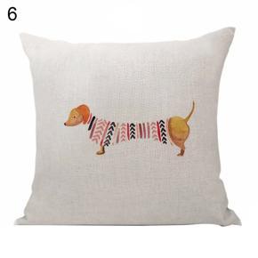 Lovely Sausage Dog Pillow Case Linen Waist Cushion Cover Cafe Home Car Sofa