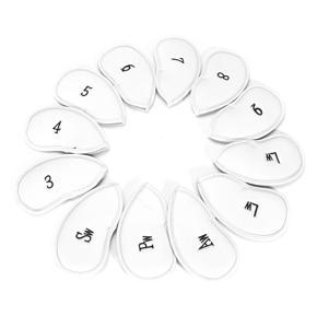 12Pcs PU Golf Iron Head Covers For Cleveland Mizuno Callaway Taylormade Ping - white