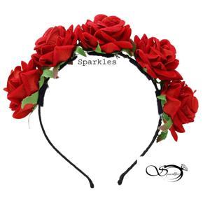 Stylish Large Red Rose Flower Hairband- 1 pc