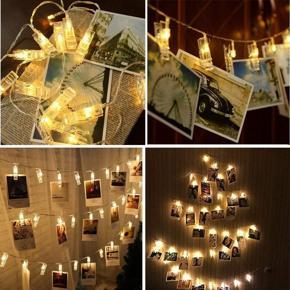 Photo Clips String Lights Fairy Decorative Lights Golden Color 16 Feet, 20 LED