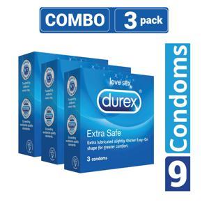 Durex - Extra Safe Condom - Combo Pack - 3 Packs - 3x3=9pcs