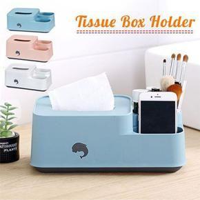 Multipurpose Tissue Box Holder and Storage Box 2 in 1 Desk Organizer For Office and Home