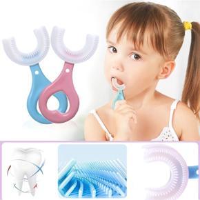 Children Toothbrush U-Shape Baby Toothbrush With Handle Silicone Oral Care Cleaning Brush For Kids