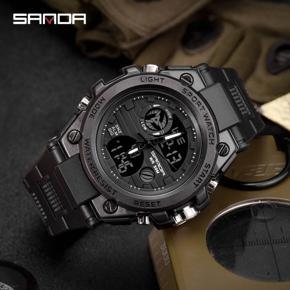 SANDA Brand Sports Men's Watch LED Multi-Function Luxury Military Quartz Watch Men's Waterproof Clock Swimming Watch