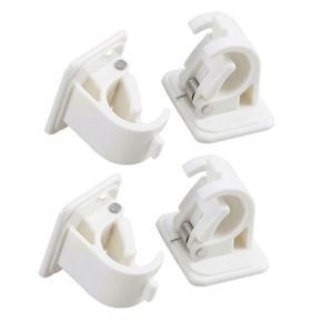 4 PCS Self Adhesive Hooks Rod Bracket Towel Curtain Bracket Drapery Pole Hanging Rod Clip Wall Hooks