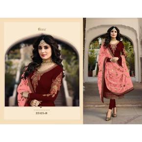 Three Piece- Weightless Georgette Heavy Soft Semi Stitched Best Quality Embroidery Work Dress Salwar Kameez For Girl And Women. - Dress For Girls