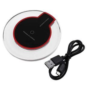 10W Wireless Charger Portable Plastic Round Crystal Fast Wireless Charging Pad - Black