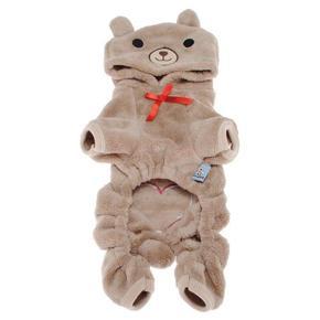 Cute Pet Dog Clothes Soft Fleece Jumpsuit Teddy Bear Costume Winter Warm Hoodie - Light brown XS