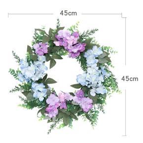 Spring Wreath Artificial Hydrangea Wreath for All Seasons Round Eucalyptus Wreath for Front Door Farmhouse Wall Decor