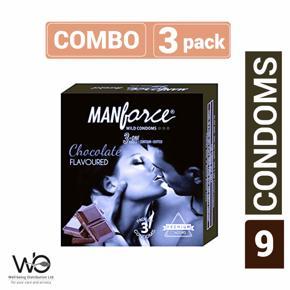 Manforce Chocolate Flavour Super Condoms Combo Pack - 3x3= 9pcs