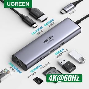 UGREEN USB C Docking Station, Type C Dongle Adapter with 4K@60Hz HDMI Port, Gigabit Ethernet, 2 USB 3.0 Ports, 100W Power Delivery, SD/TF Card Reader, USB C Hub for MacBook Dell Surface HP, and More