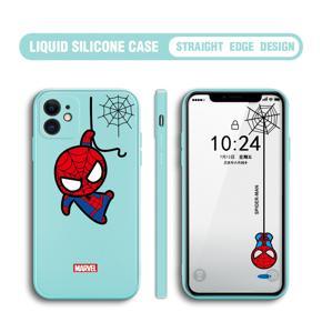 Hontinga for iPhone 11 Case Cute Marvel Avengers Cartoon Spiderman Spider Man Phone Case Square Edge Silicone Cases Full Lens Cover Shockproof Protection Case